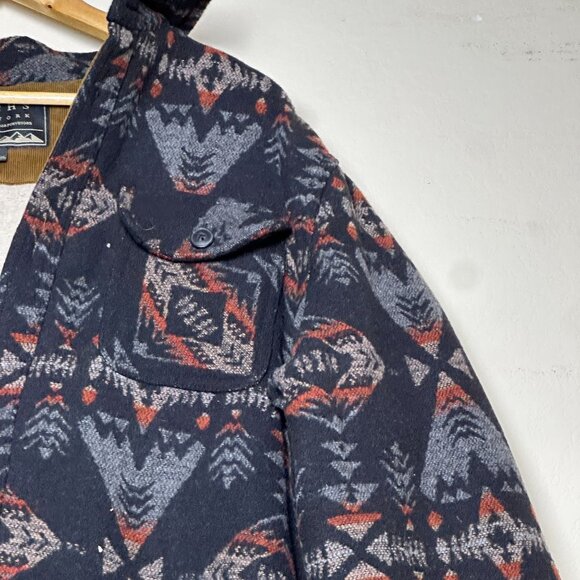 Jachs New York Wool Blend Jacket Faux Fur Lined Insulated Men L Outdoor Aztec - Picture 4 of 13